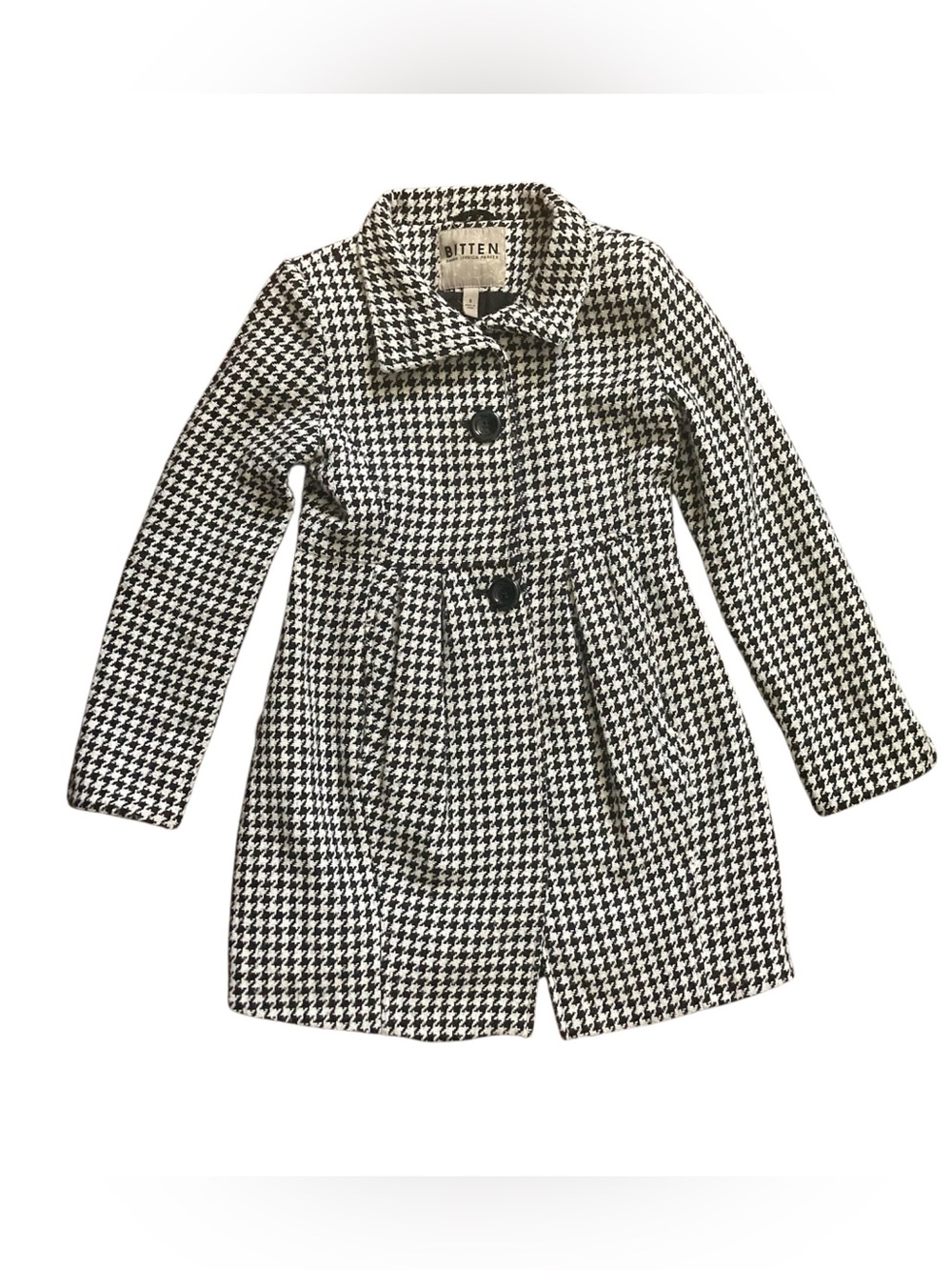Bitten by Sarah Jessica Parker Houndstooth Pleated Waist Coat Black and White